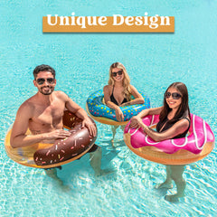 JOYIN Donut Pool Float Chocolate Glaze with glitter finish for stylish pool decor.