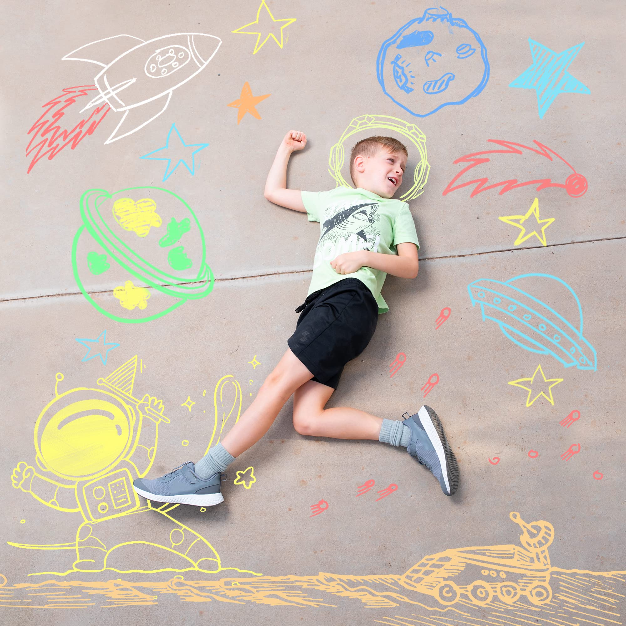 JOYIN easy-cleanup chalk helps keep outdoor spaces tidy.