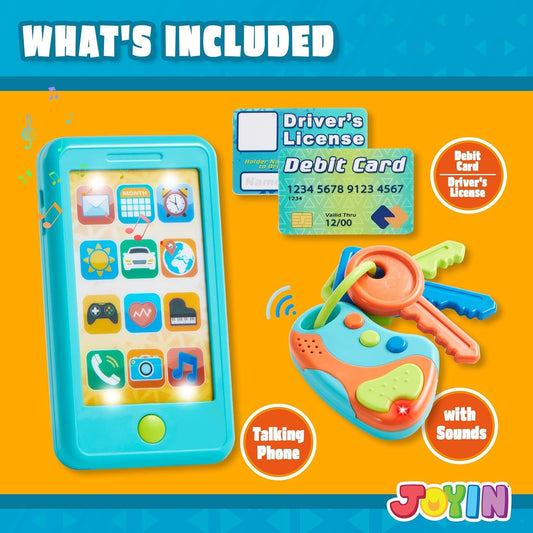 JOYIN electronic toy keyfob with colorful buttons and car sounds for cause-and-effect play.