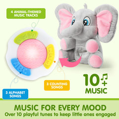 JOYIN elephant plush toy with 12 music modes for sensory exploration