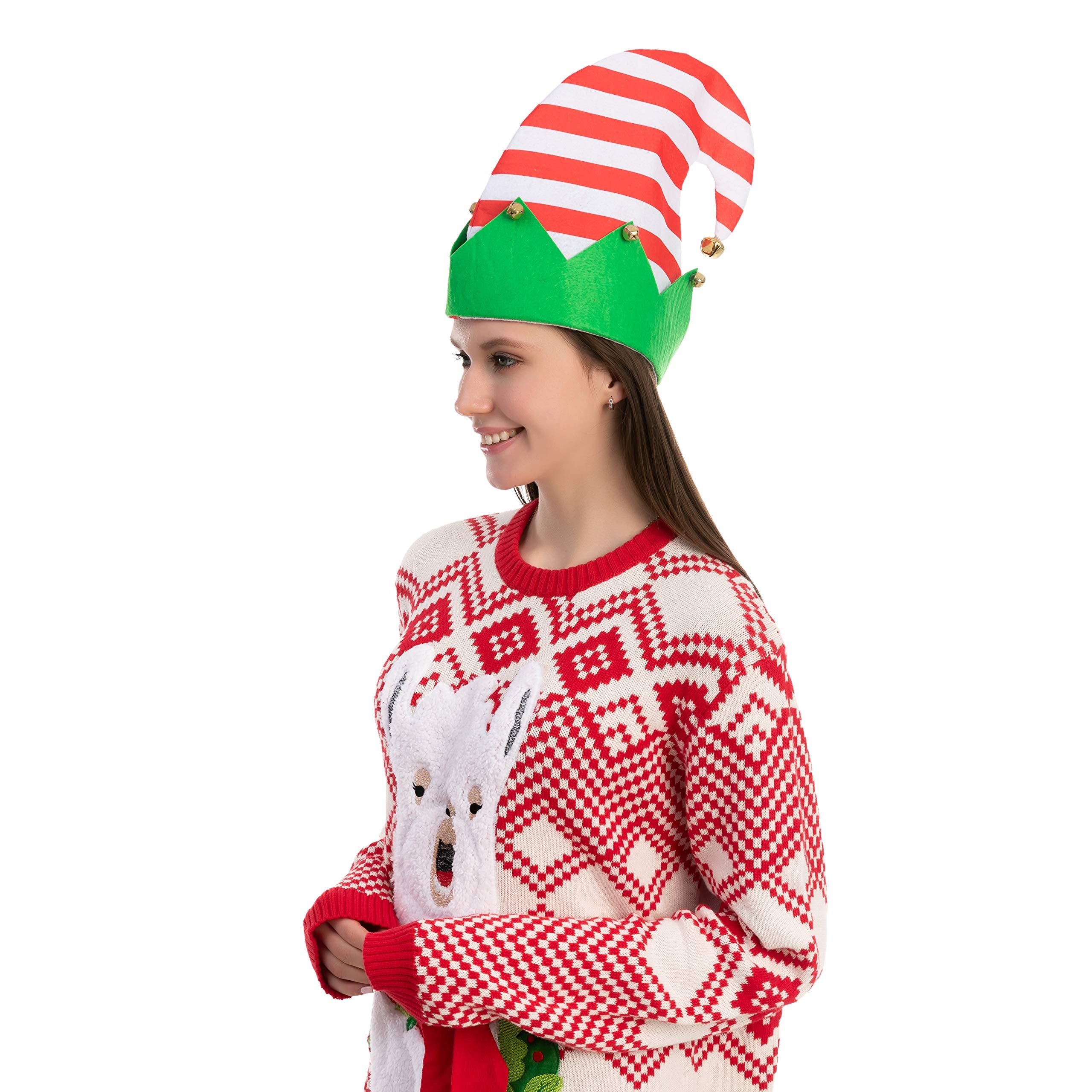 JOYIN elf hat close-up showing jingling bells and soft felt