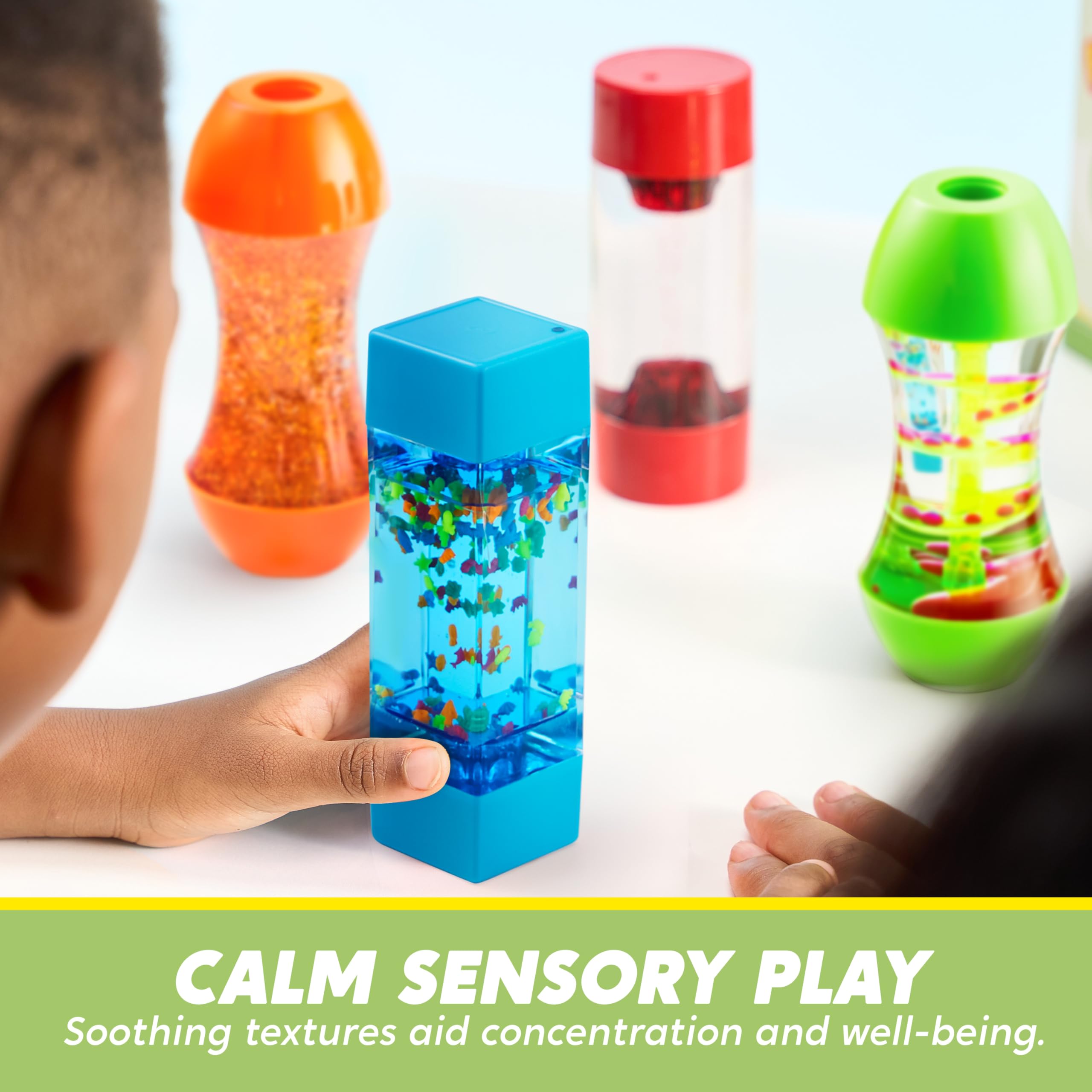 JOYIN fidget tubes closeup color swirl illustrates soothing visual stimulation.