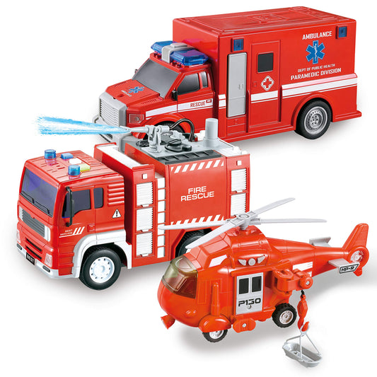 JOYIN fire engine with lights and sirens excites imaginative rescue play.