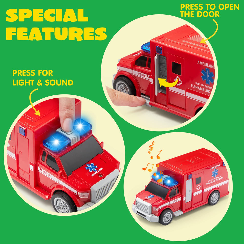 JOYIN fire truck detail with bright lights boosts sensory play.