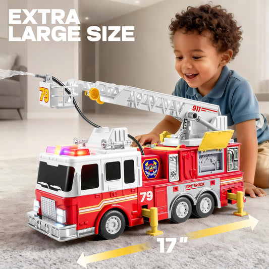 JOYIN fire truck ladder extended for elevated pretend rescues