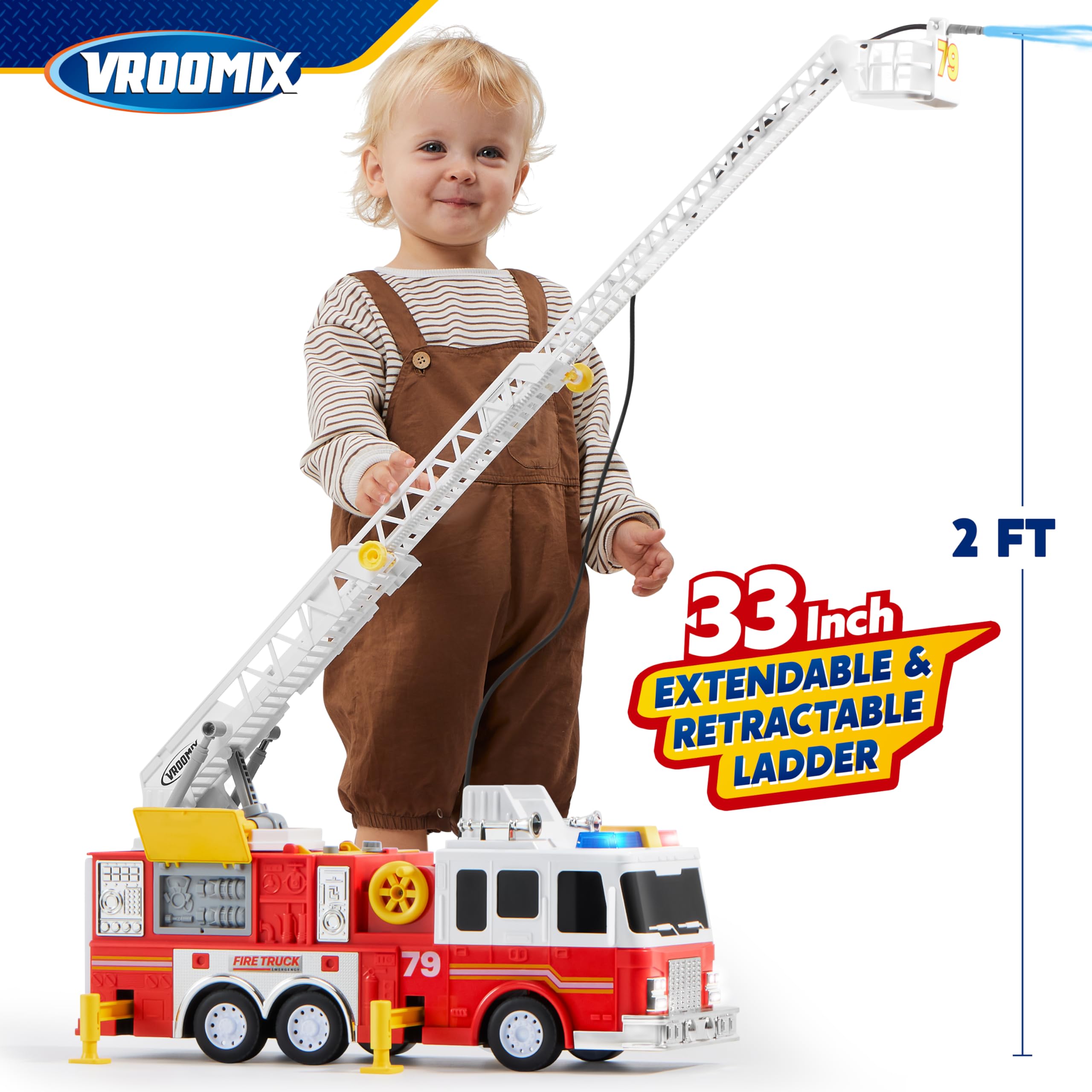 JOYIN fire truck water tank and sprinkler for realistic pretend firefighting