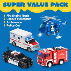 JOYIN fire truck with flashing lights for interactive rescue play.