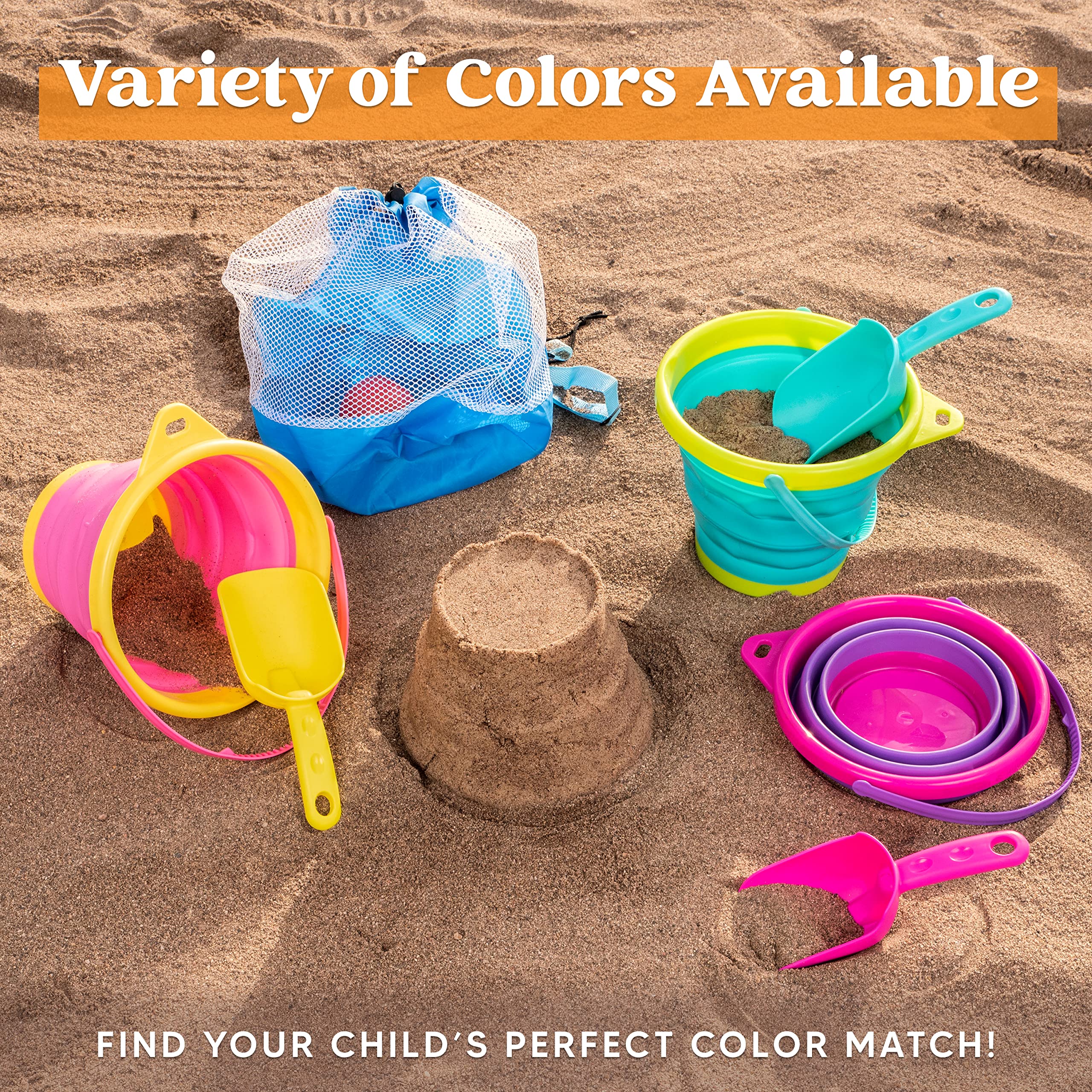 JOYIN foldable beach bucket purple open for quick setup.