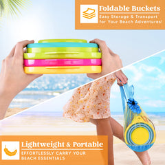 JOYIN foldable pail bucket with mesh bag keeps toys organized
