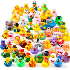 JOYIN front view of 15-piece duck set showing colorful assortment and mesh bag for quick storage