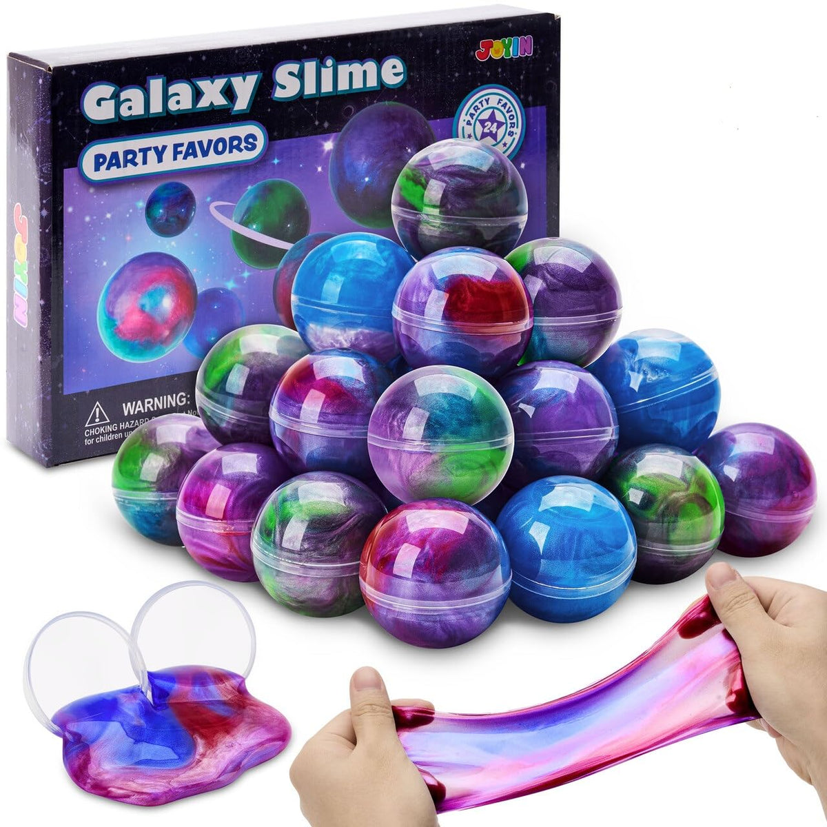 JOYIN galaxy slime ball close-up in blue hues for tactile play and focus.