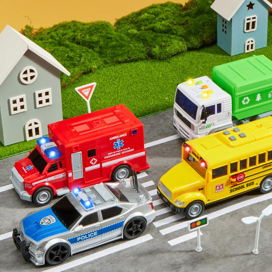 JOYIN garbage truck detail highlights sturdy construction for pretend city cleanup.