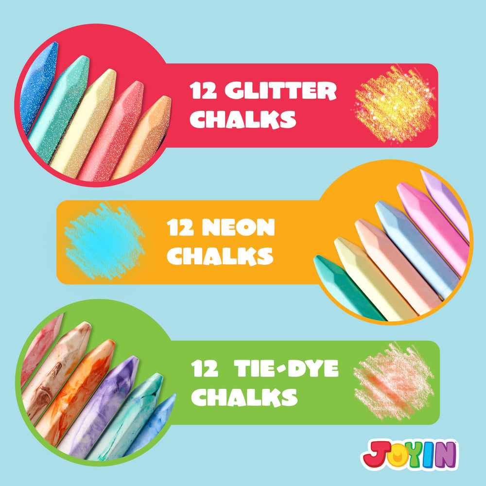 JOYIN glitter chalks add sparkling accents to outdoor drawings