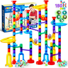 JOYIN glowing marble run set with transparent tracks for engaging STEM play