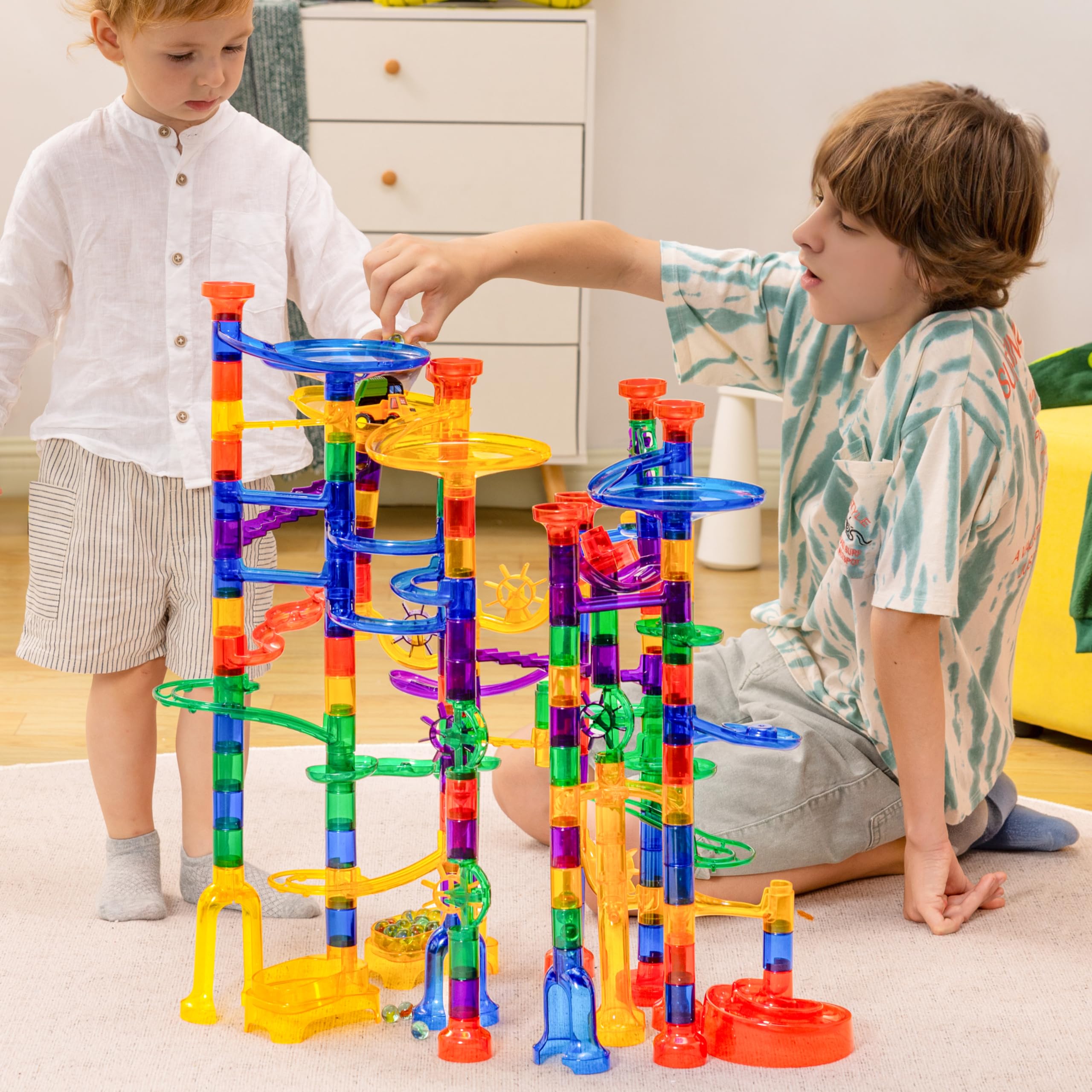 JOYIN glowing marble run glow effect enhances nighttime play sessions.