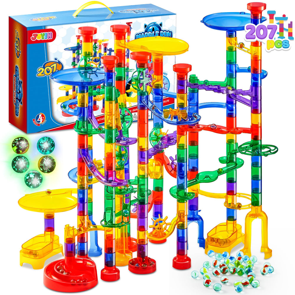 JOYIN glowing marble run main view shows vibrant tracks and glow-in-the-dark magic.