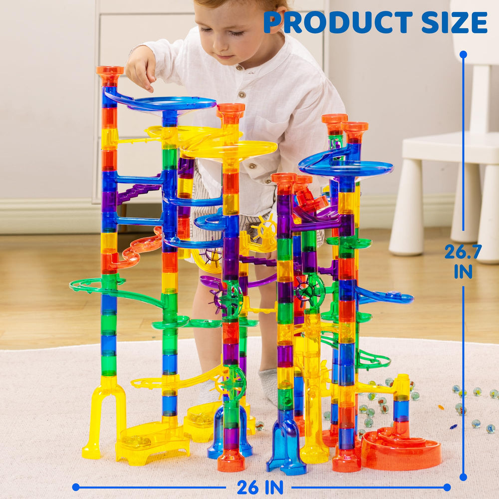 JOYIN glowing marble run stable setup demonstrates sturdy construction.