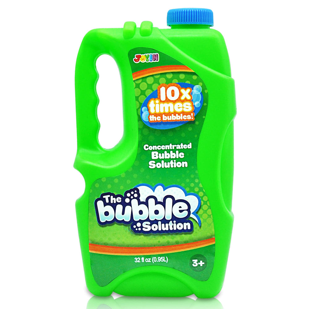 JOYIN green bubble solution bottle ready for outdoor play and refills.