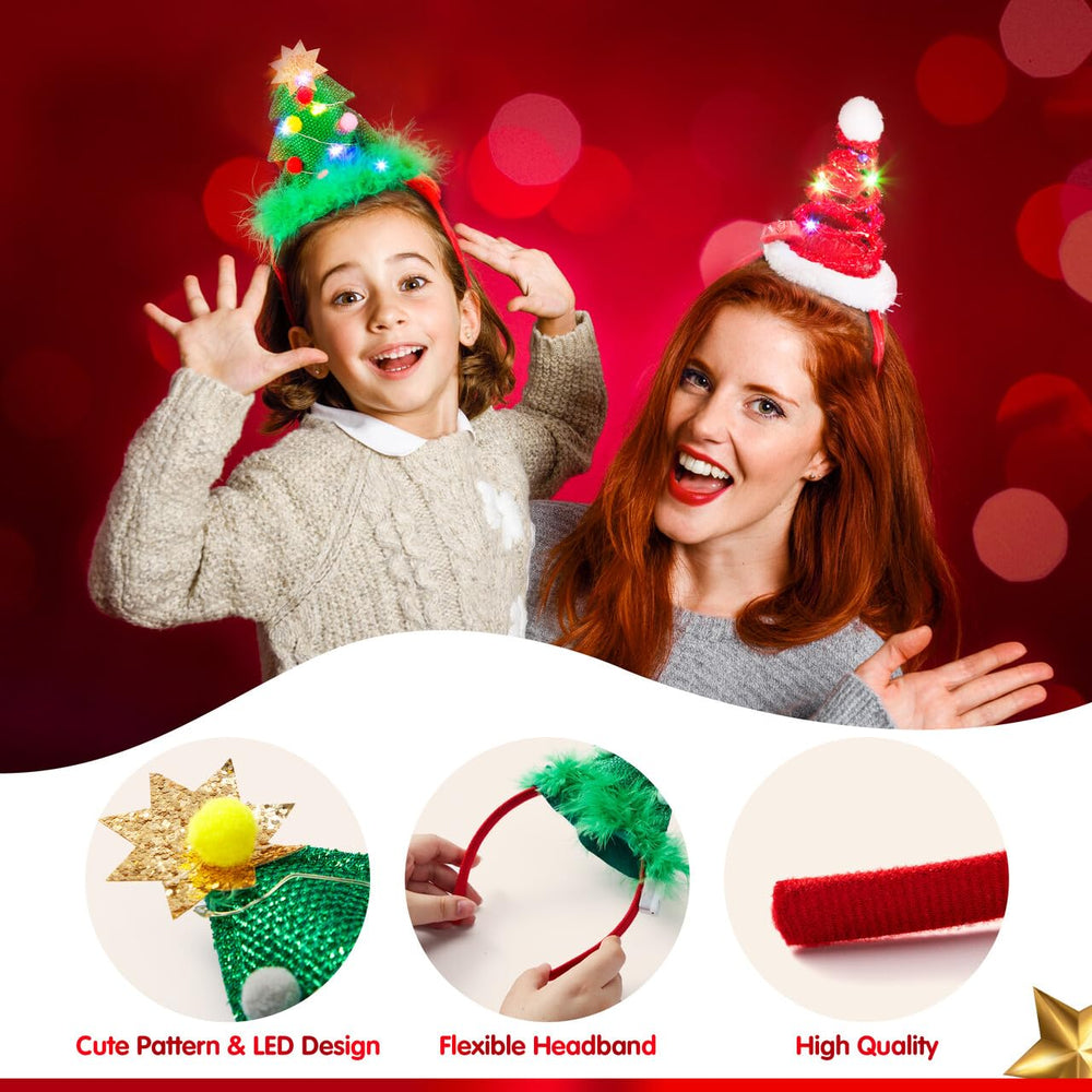 JOYIN green Christmas tree headband with star design captures attention.
