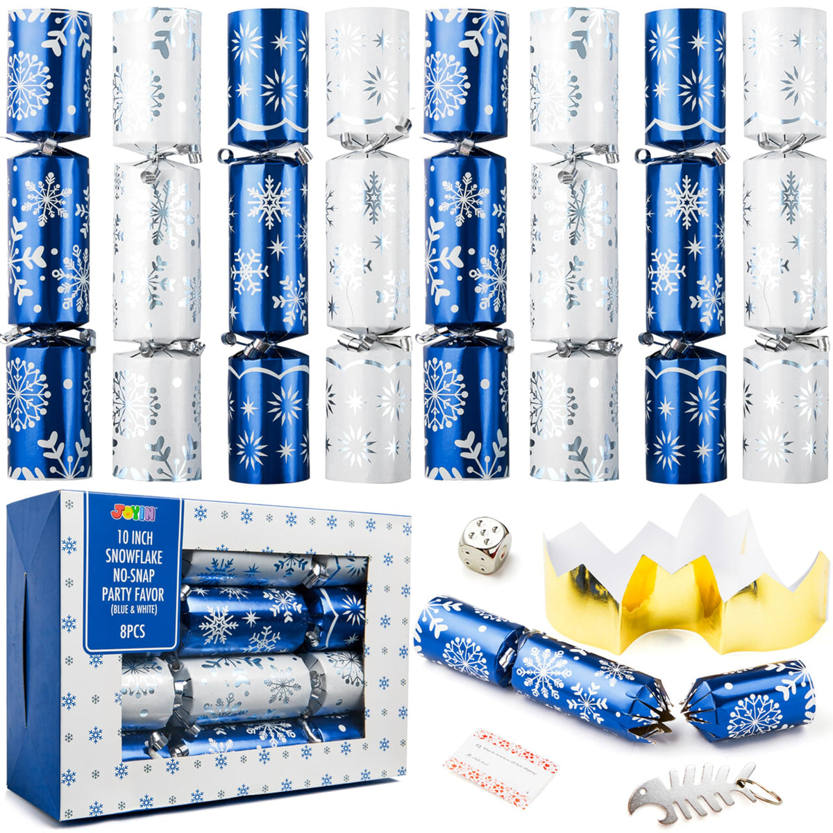 JOYIN JOYN 8-pack blue snowflake design table favor boosts festive decor