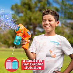 JOYIN kids playing outdoors with bubble guns for party fun.