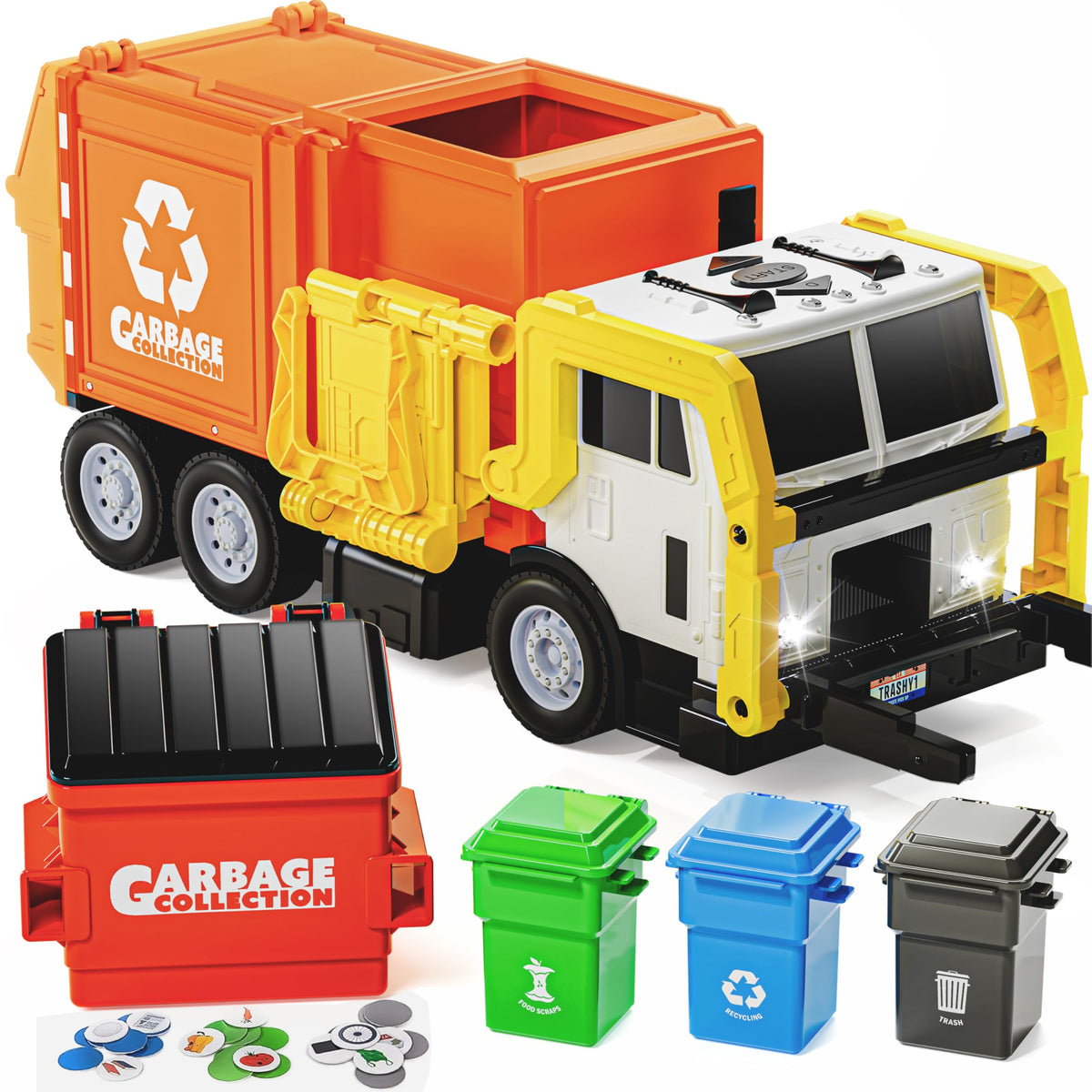 JOYIN garbage truck front-dumper in action for interactive play