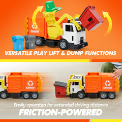 JOYIN garbage truck rear-dump-bin in action for realistic play