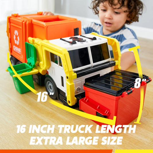 JOYIN garbage truck side-loader lifting bins during pretend collection