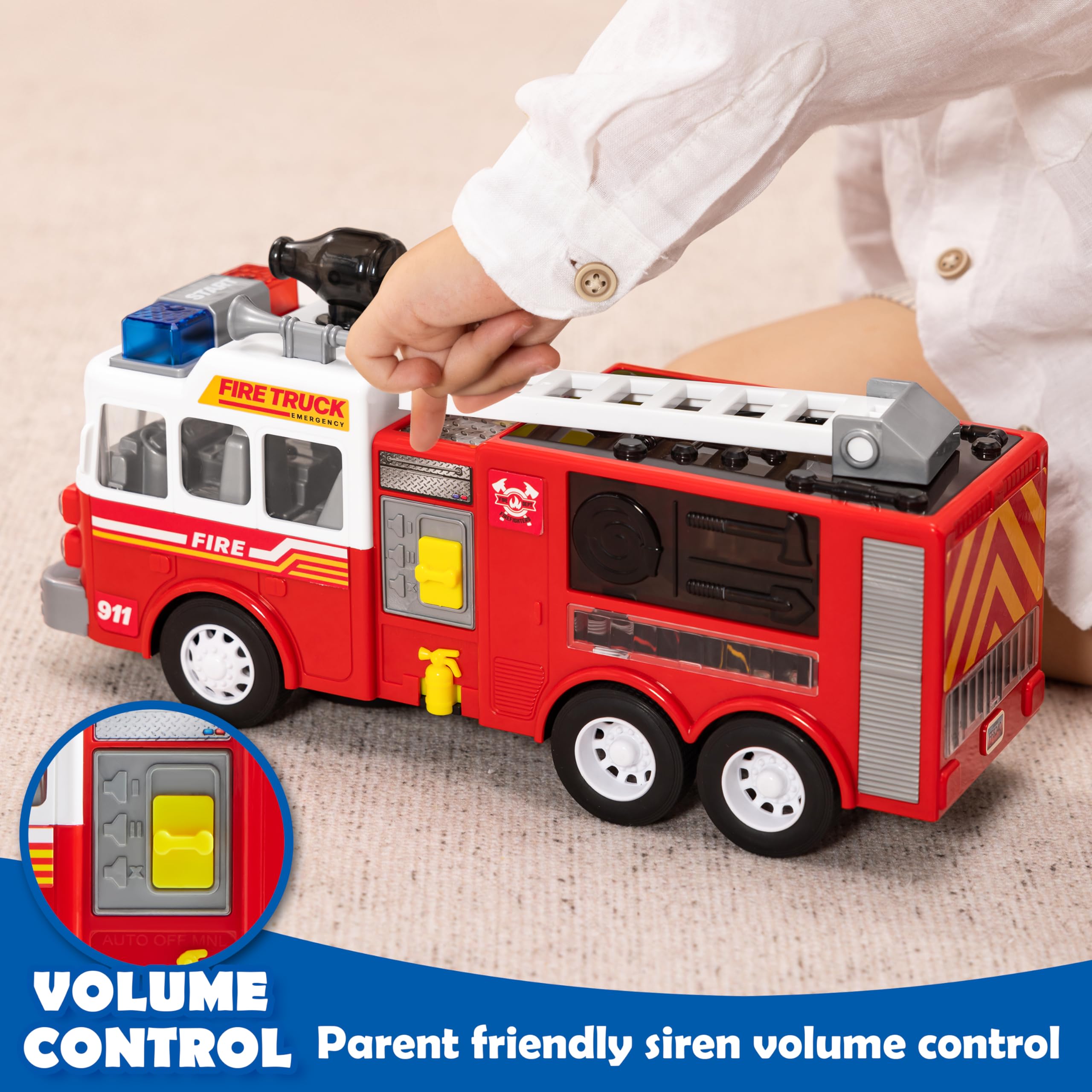 JOYIN LED fire truck bump‑and‑go action fuels active play.