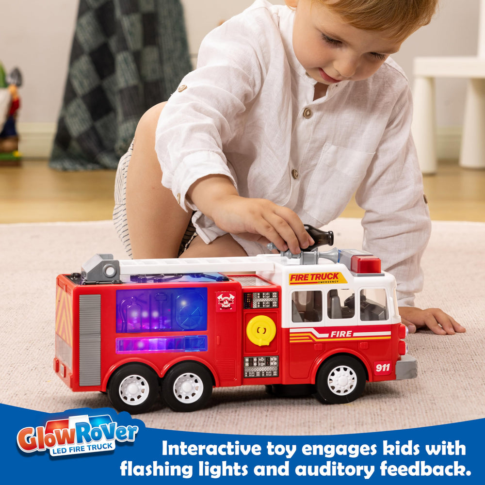 JOYIN LED fire truck power button on the side powers on for easy access.