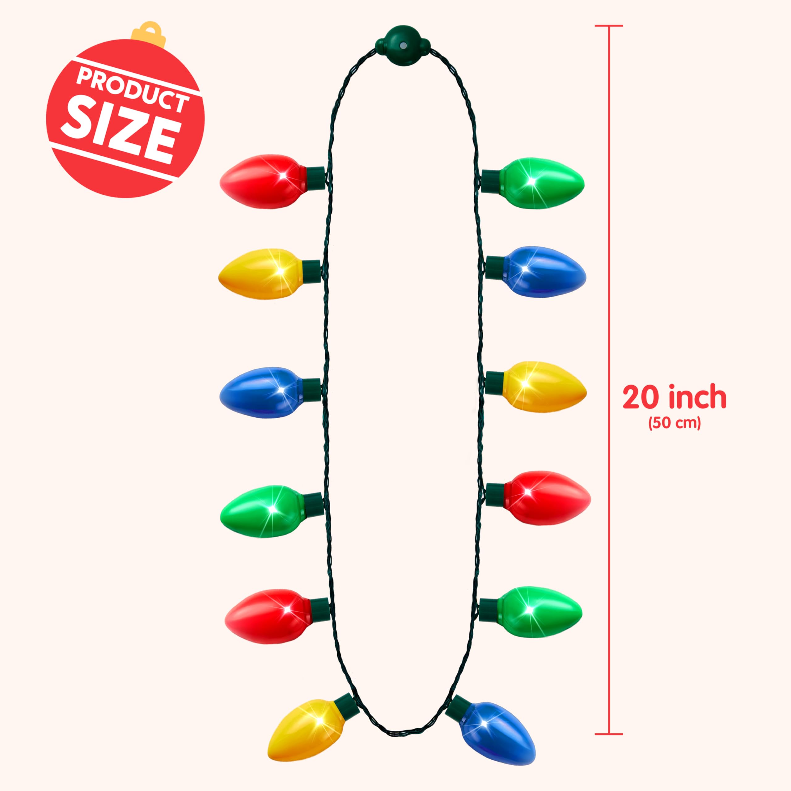 JOYIN Christmas LED necklace offers six flash modes for fun effects.