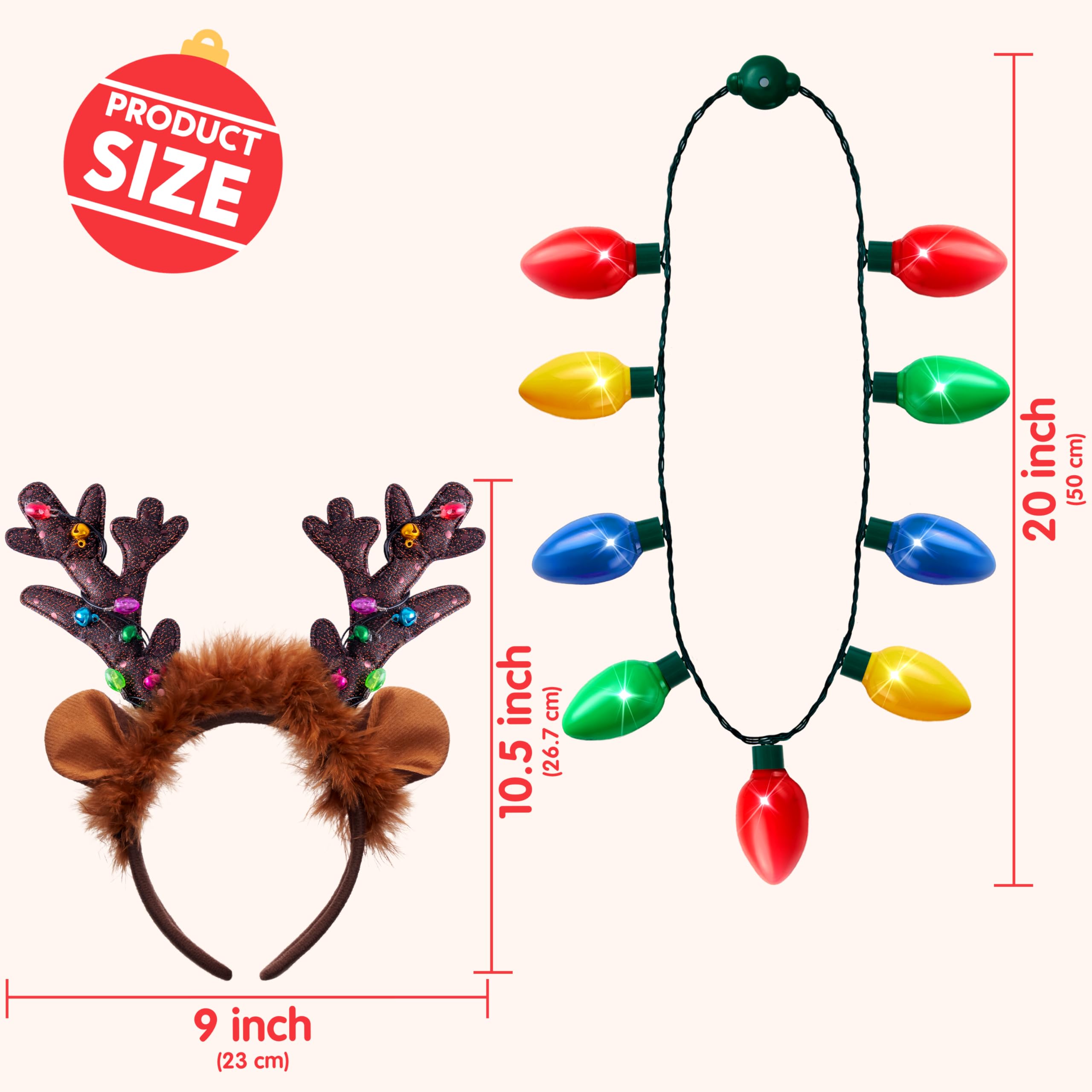 JOYIN LED necklace closeup highlights vibrant bulbs and color options