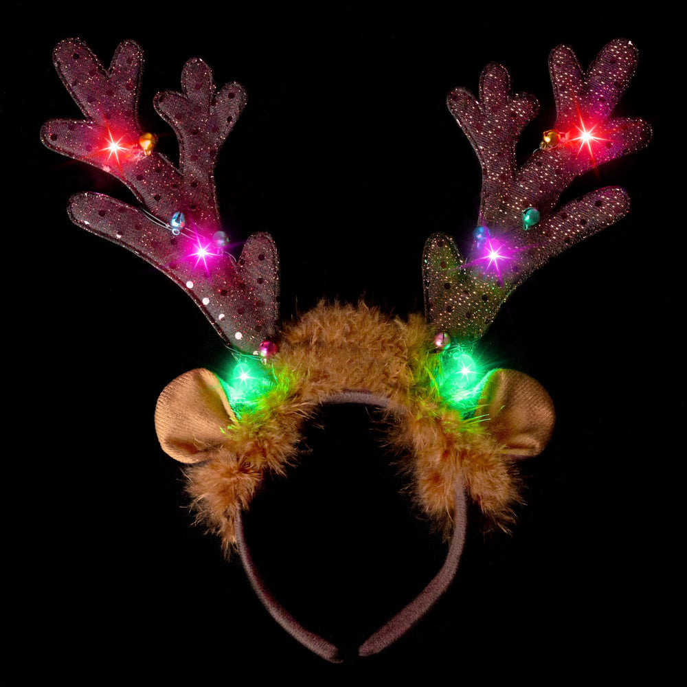 JOYIN LED antlers headband close-up for eye-catching holiday costumes