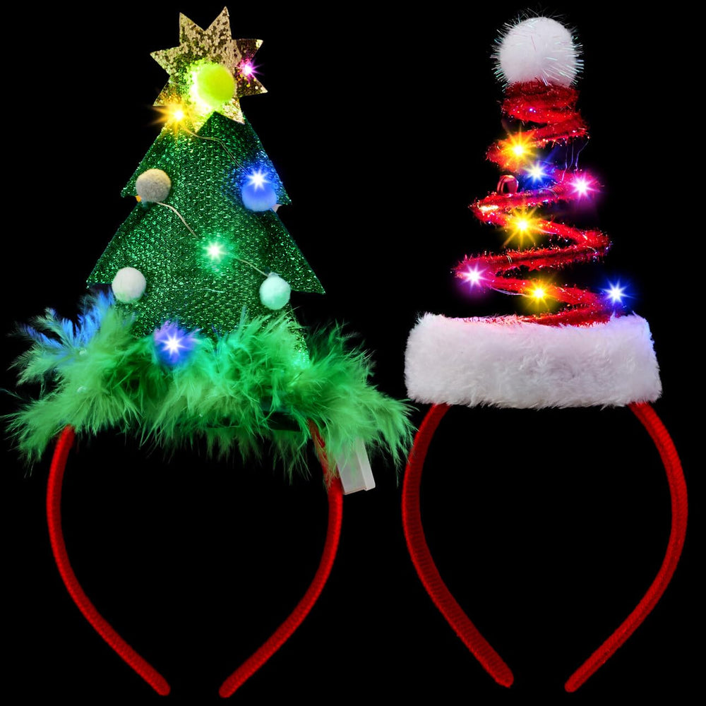 JOYIN lighted Christmas tree headband shines with LED accents for holidays.