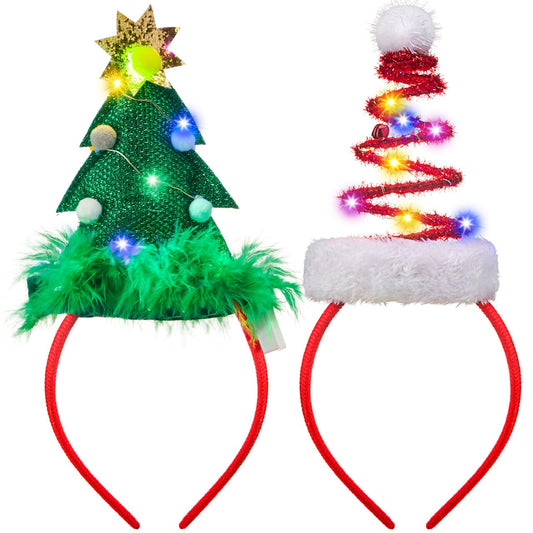 JOYIN lighted Santa hat headband glows for festive party vibes.