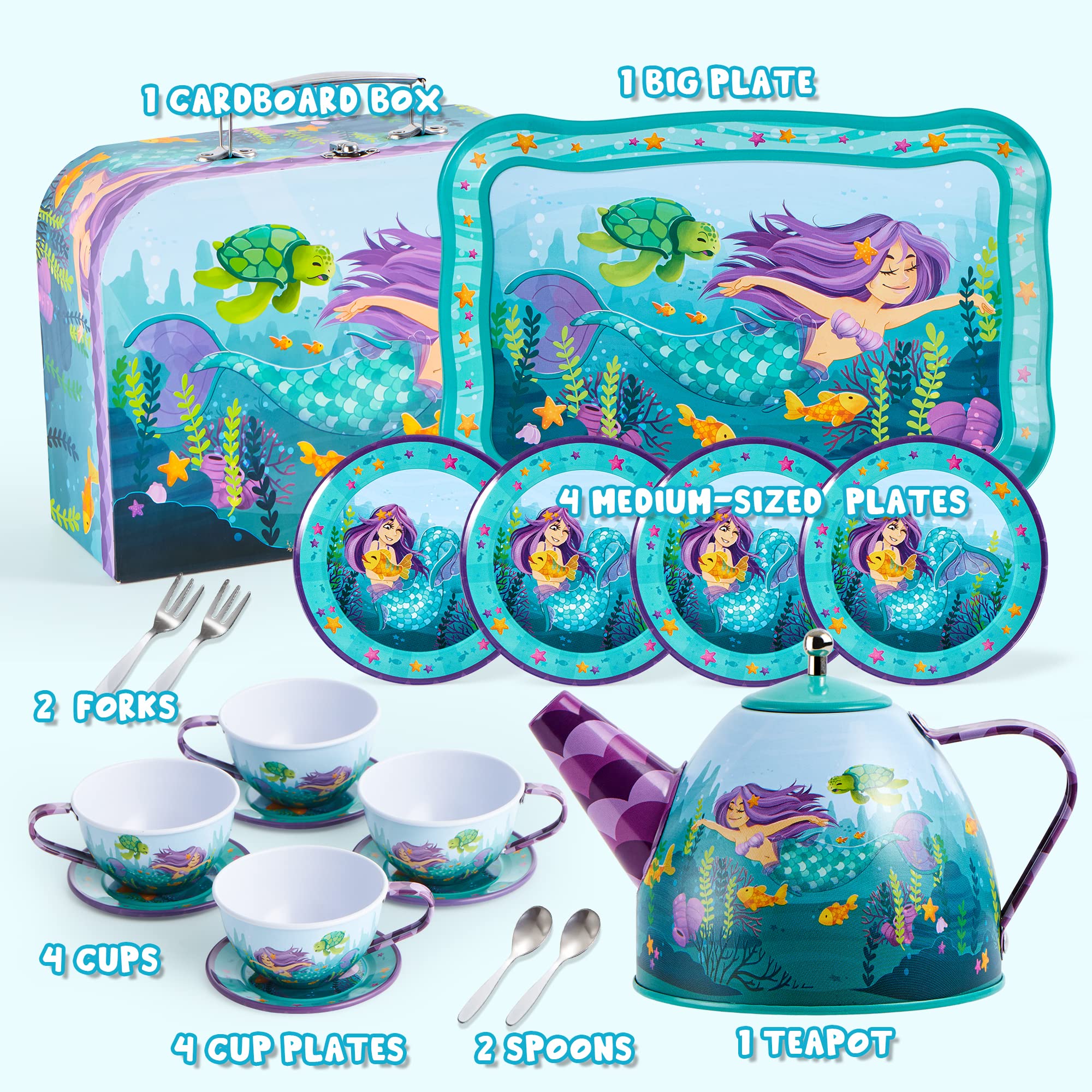 JOYIN mermaid tea party cups for cooperative pretend play with friends.