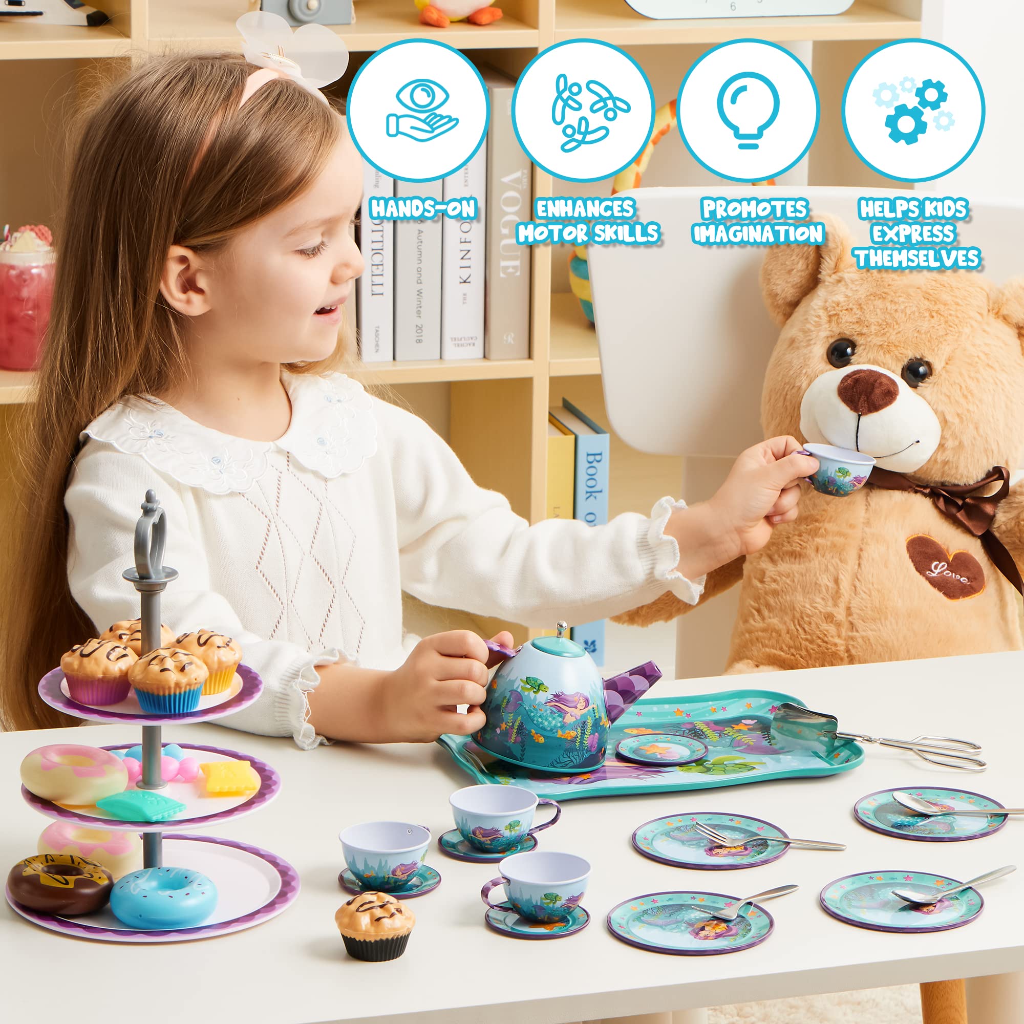 JOYIN mermaid tea party large plate for party servings.