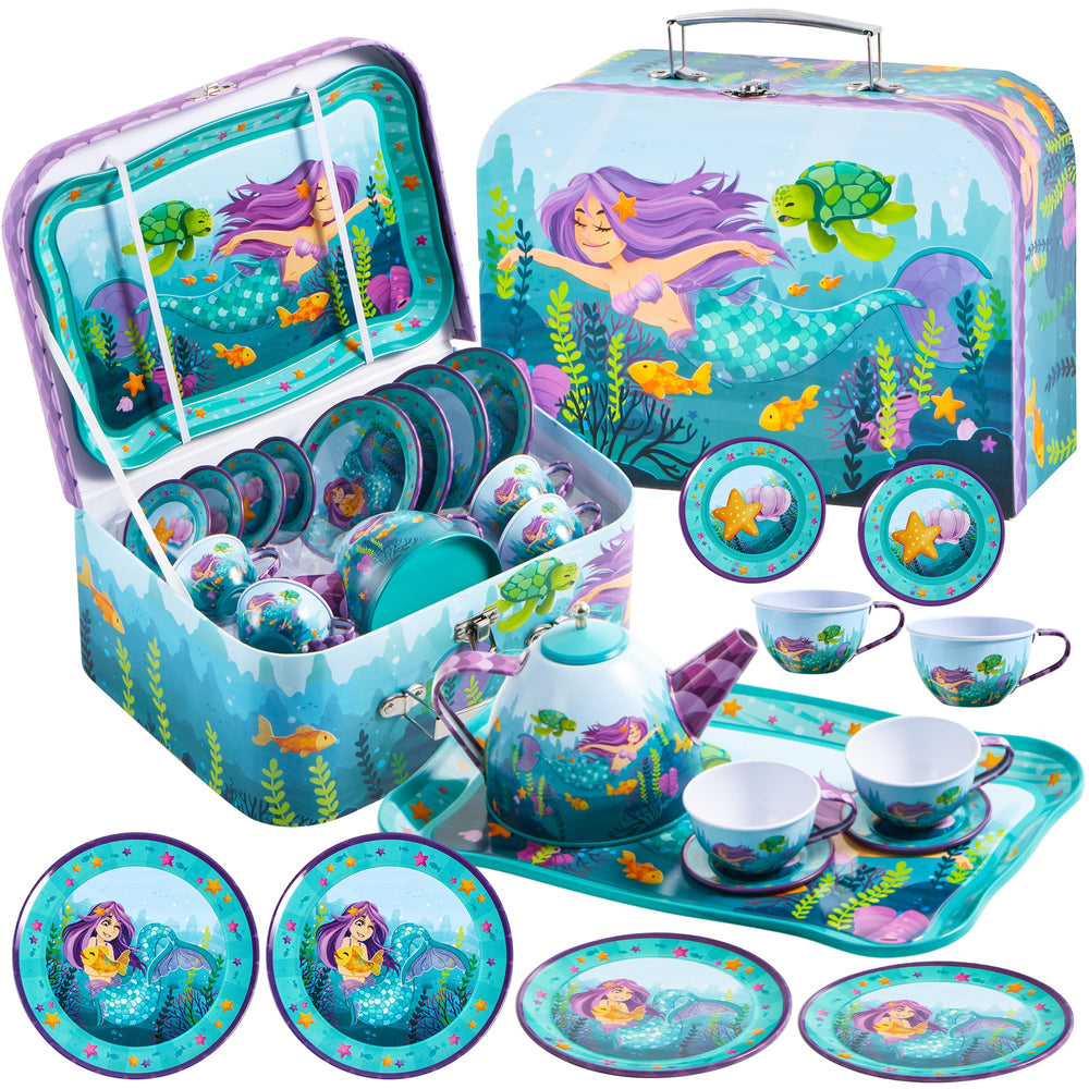 JOYIN Mermaid Tea Party Teapot in bright mermaid design for imaginative play