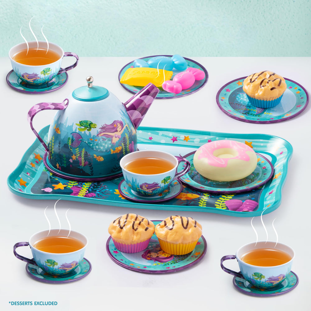 JOYIN Mermaid Tea Party Teaset Full View showing all pieces