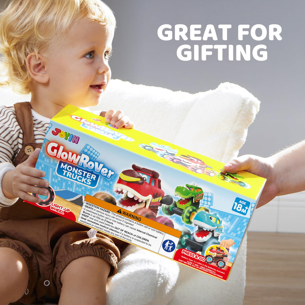 JOYIN monster truck front LED switch lets little hands control lights easily.