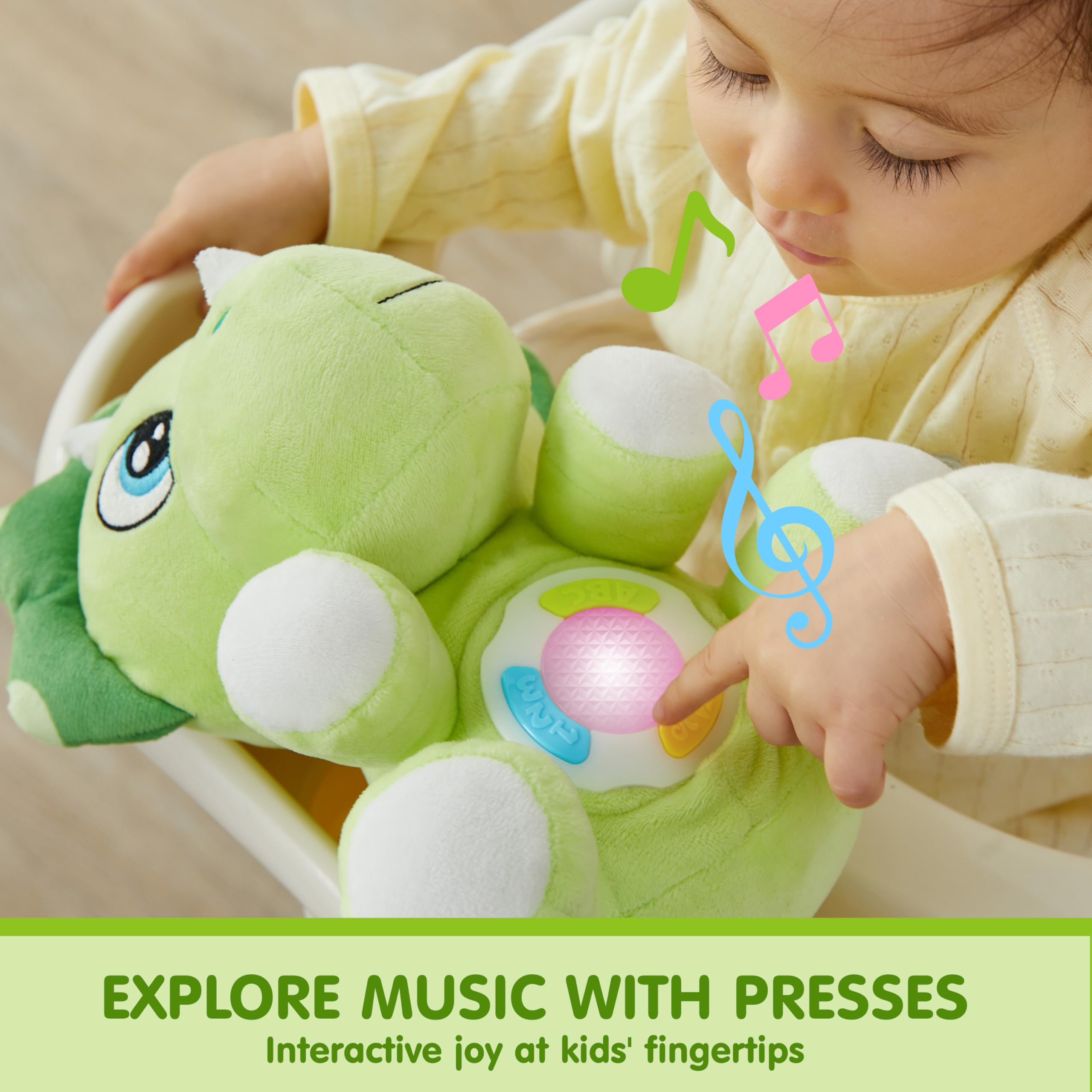 JOYIN dinosaur plush toy lights engage baby with safe, low-energy visuals during quiet moments.
