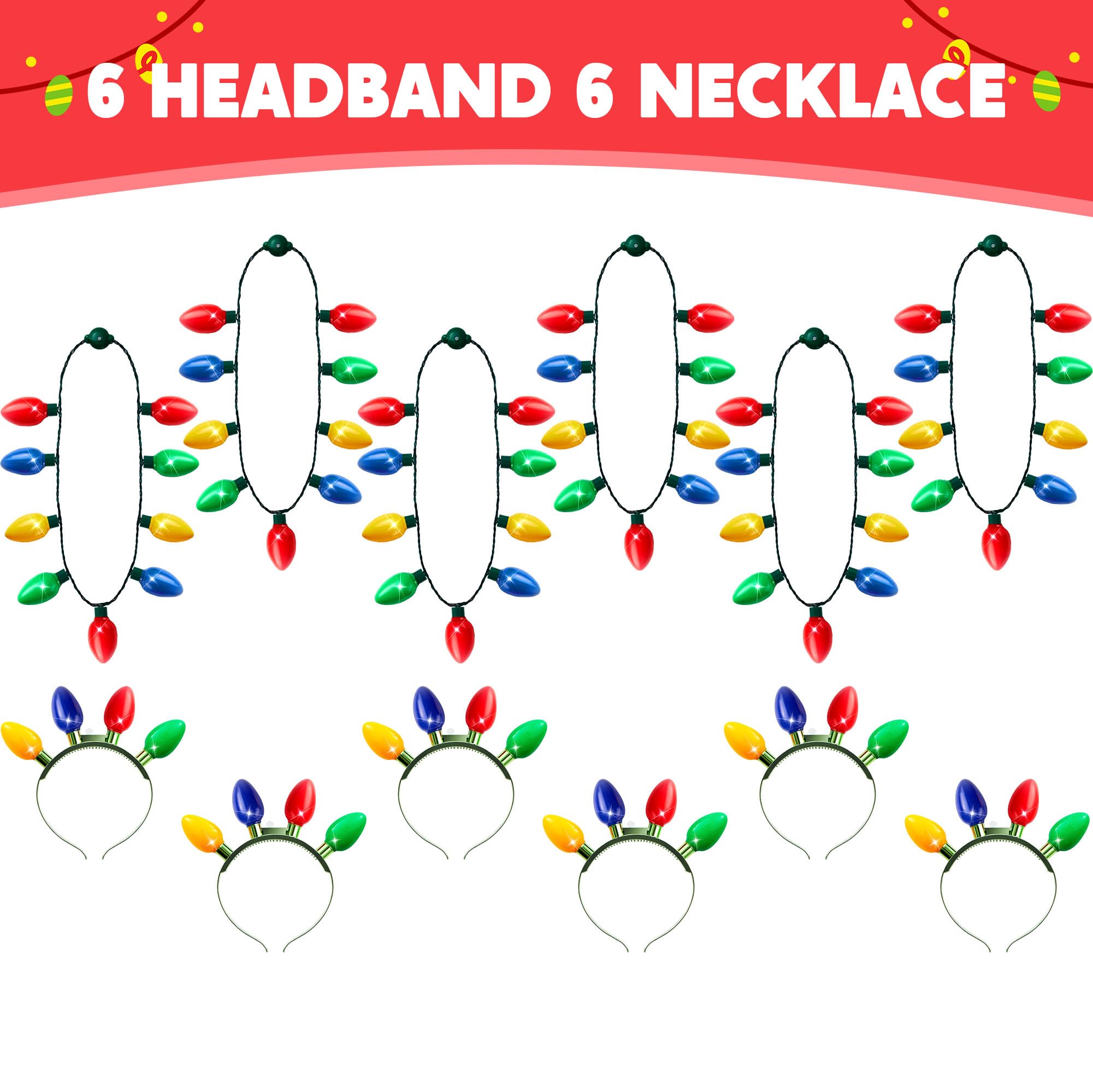 JOYIN nine-bulb necklace closeup reveals vivid multi color glow