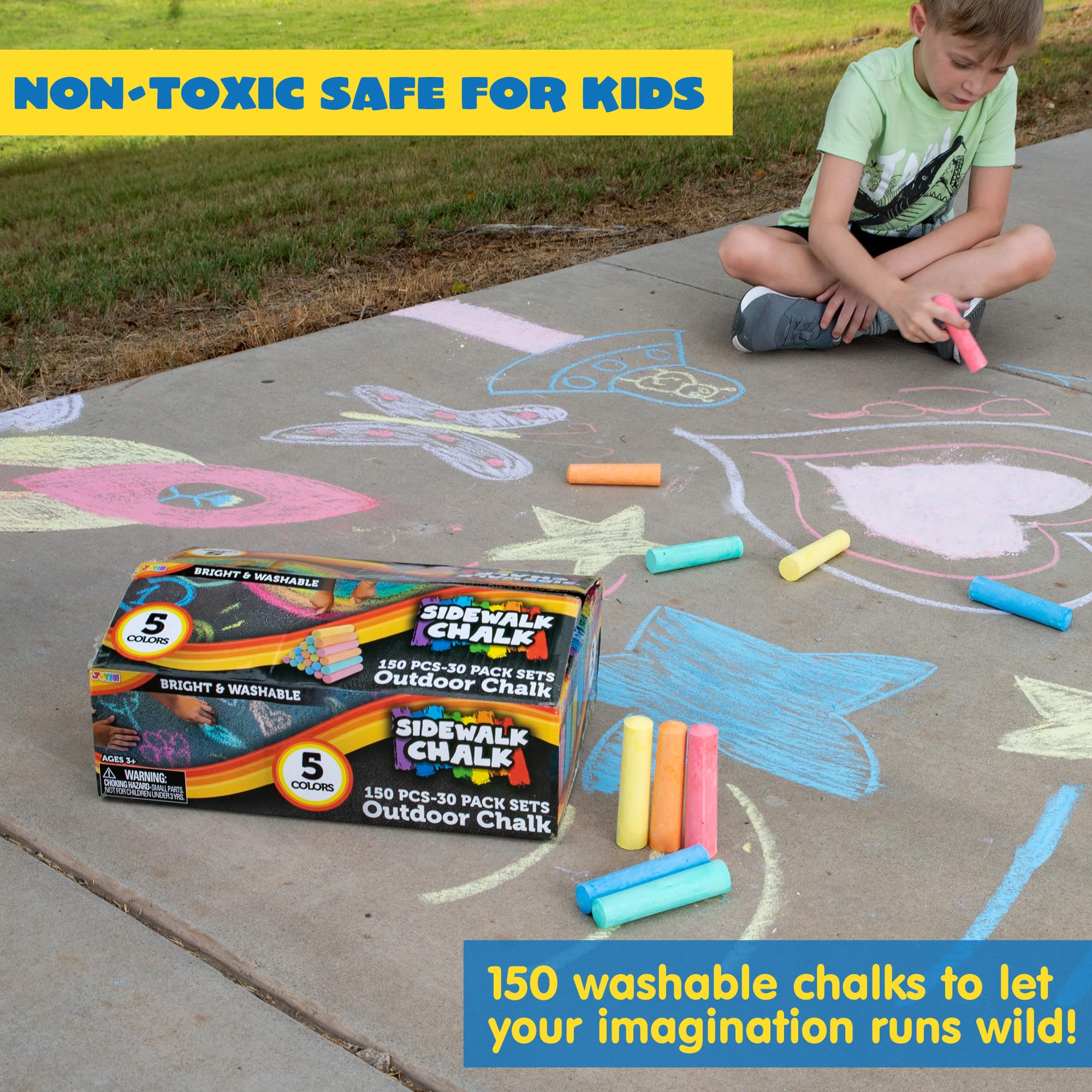 JOYIN non-toxic kids chalk ensures safe, creative play.