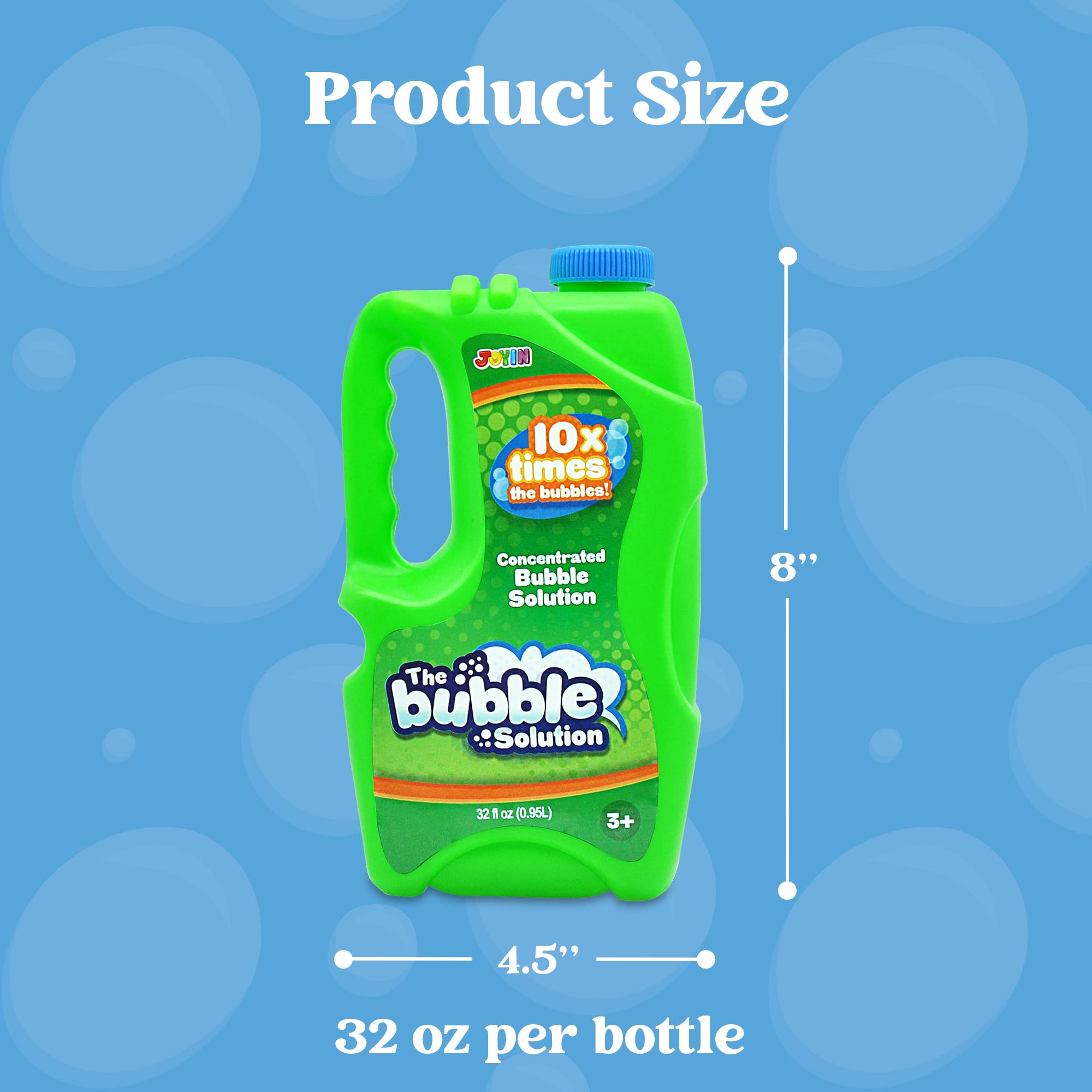 JOYIN non-toxic bubble solution label highlighting kid-safe play.