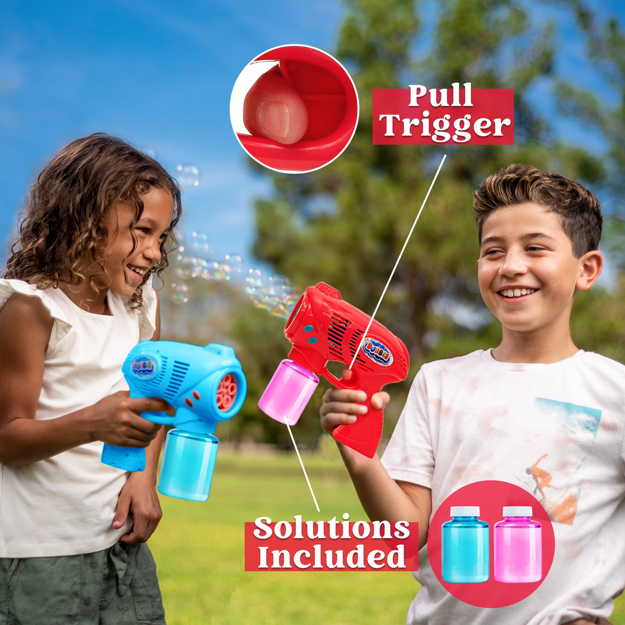 Outdoor play setup with JOYIN bubble guns for a beach or park day.