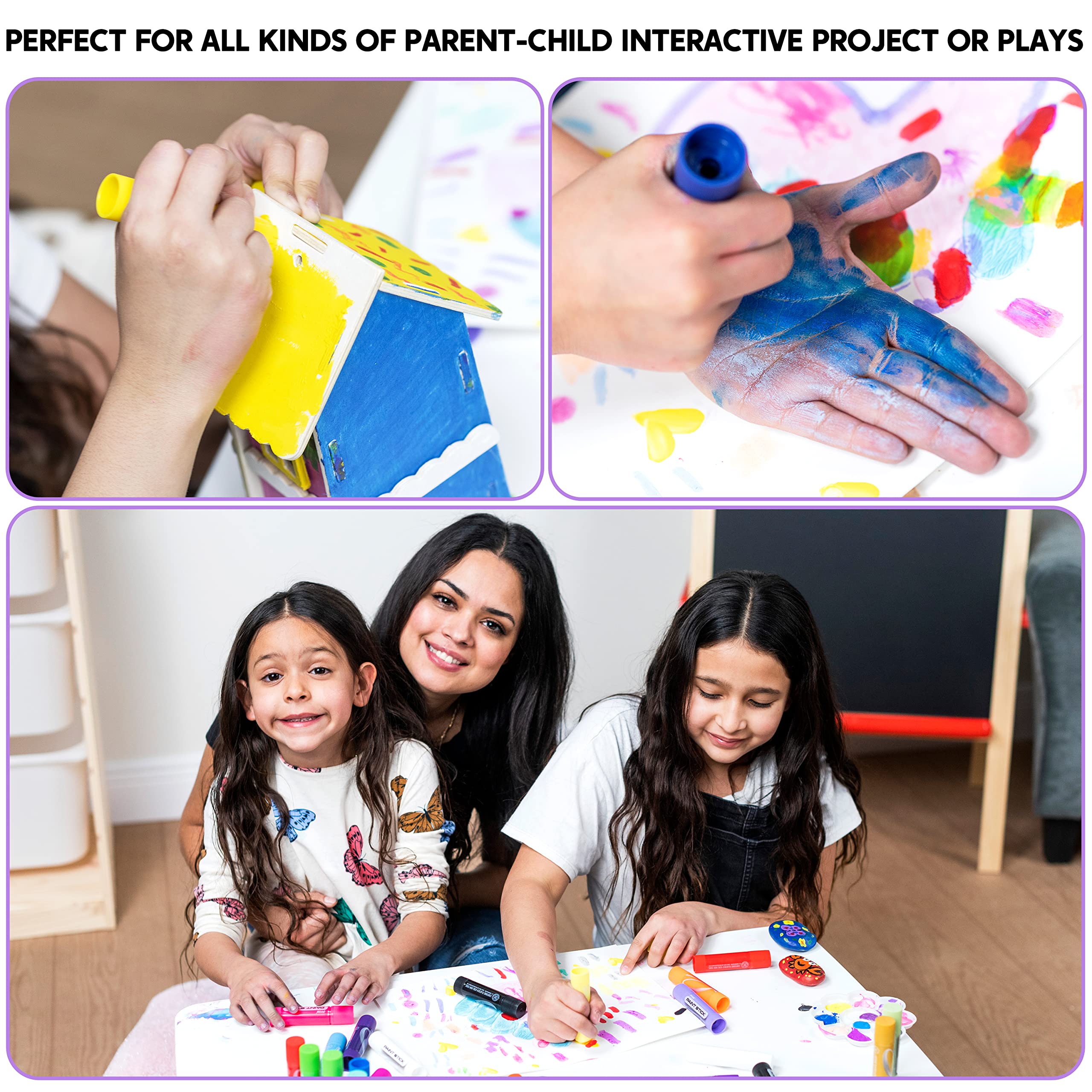 JOYIN painting ideas on wood, chalkboard, and canvas with sticks.