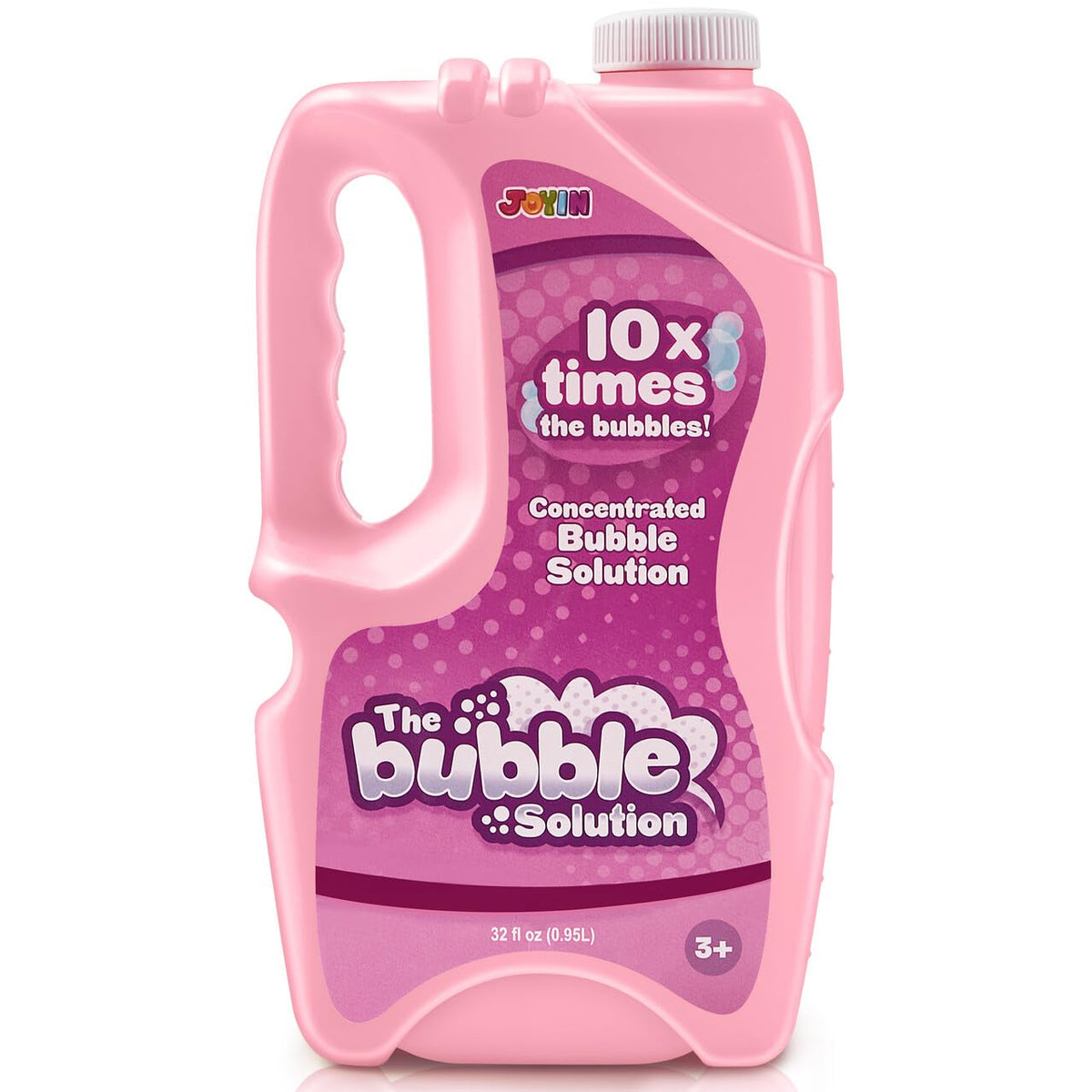 JOYIN pink 32oz bubble solution refill bottle for smooth, endless bubble action