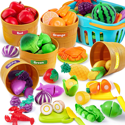 JOYIN Play Food Set fruits for vibrant pretend play and color sorting