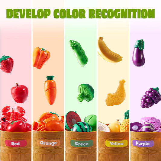JOYIN Play Food Set vegetables support early vocabulary and imaginative kitchen games