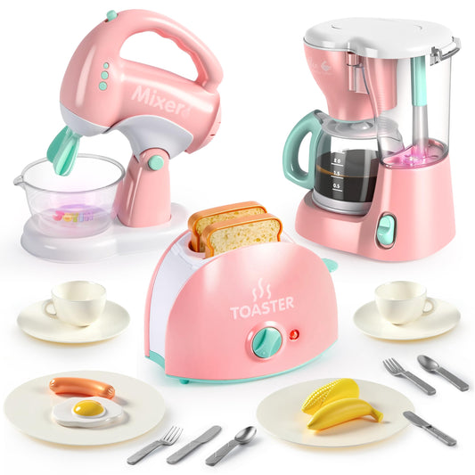 JOYIN play kitchen coffee maker with realistic water dispense for imaginative mornings.